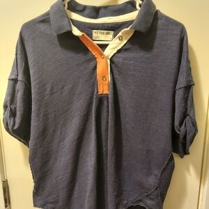 We The Free Navy and Orange Short Sleeve Polo